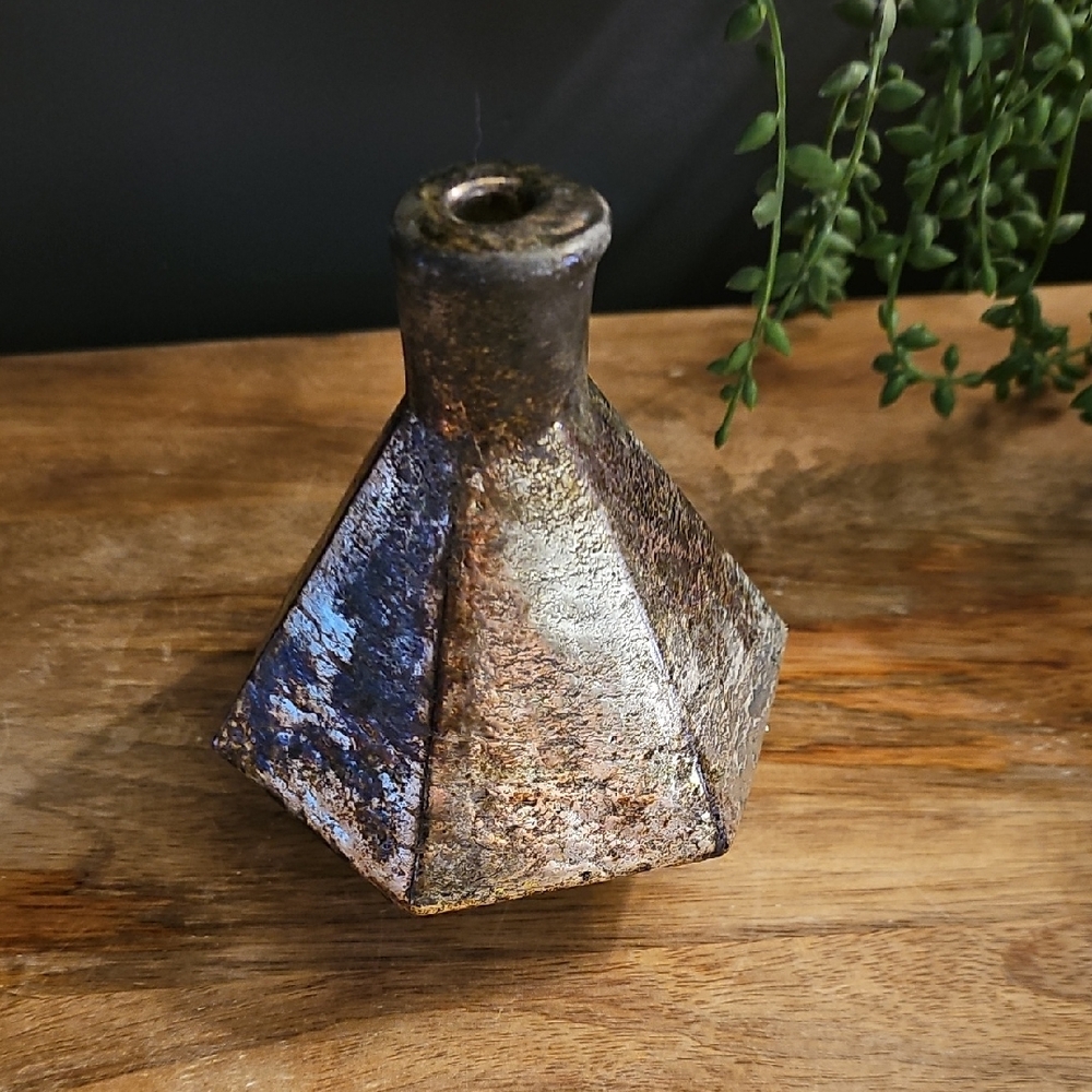 Geometric Silver Grunge Mercury Glass Metallic Vase